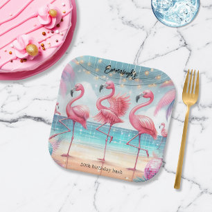 Flamingo Dance and Birthday Celebration Party Paper Plate