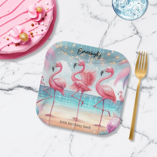 Flamingo Dance and Birthday Celebration Party Paper Plate (Creator Uploaded)
