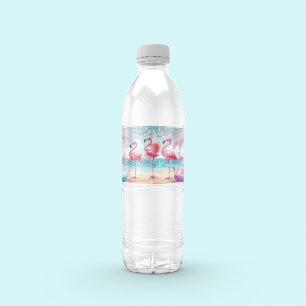 Flamingo Dance and Birthday Celebration Party Water Bottle Label