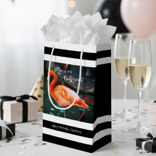 Flamingo Dare to Be Different Black Stripes Name Small Gift Bag