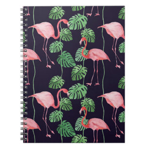 Flamingo Dark: Small Watercolor Pattern. Notebook