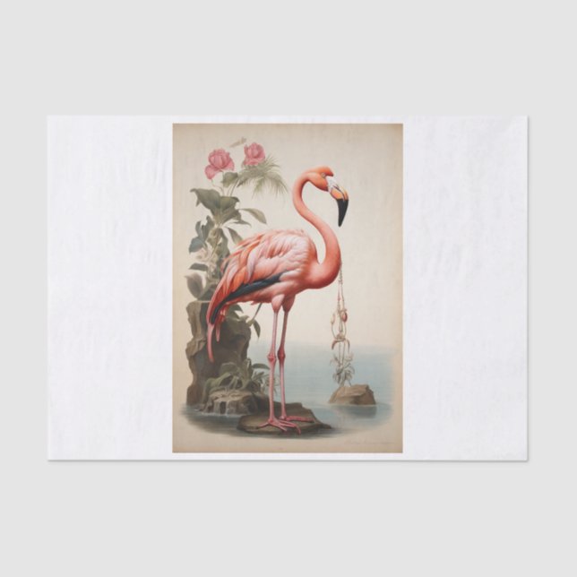 Flamingo decoupage tissue paper (Front)