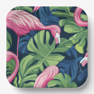 Flamingo Delight Paper Plate