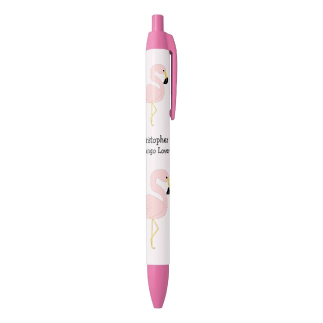Flamingo Design Personalised Black Ink Pen (Bottom (Vertical))