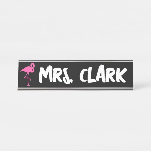 FLAMINGO DESK Custom Teacher Name Plate (Front)