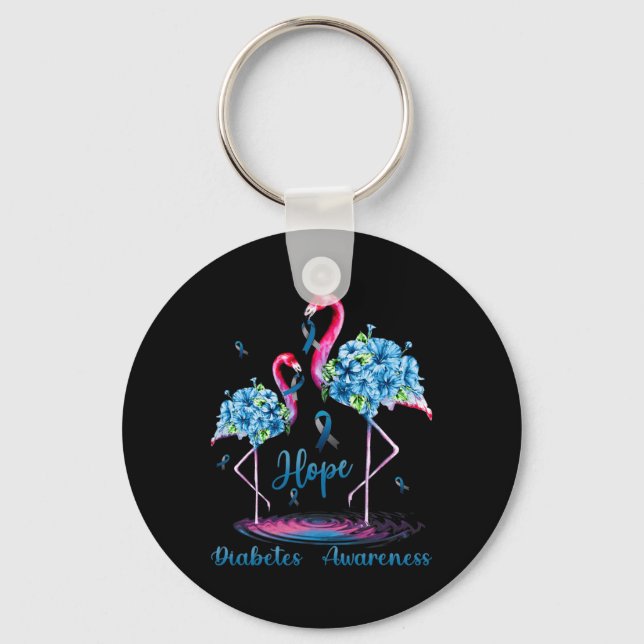 Flamingo Diabetes Awareness  Key Ring (Front)