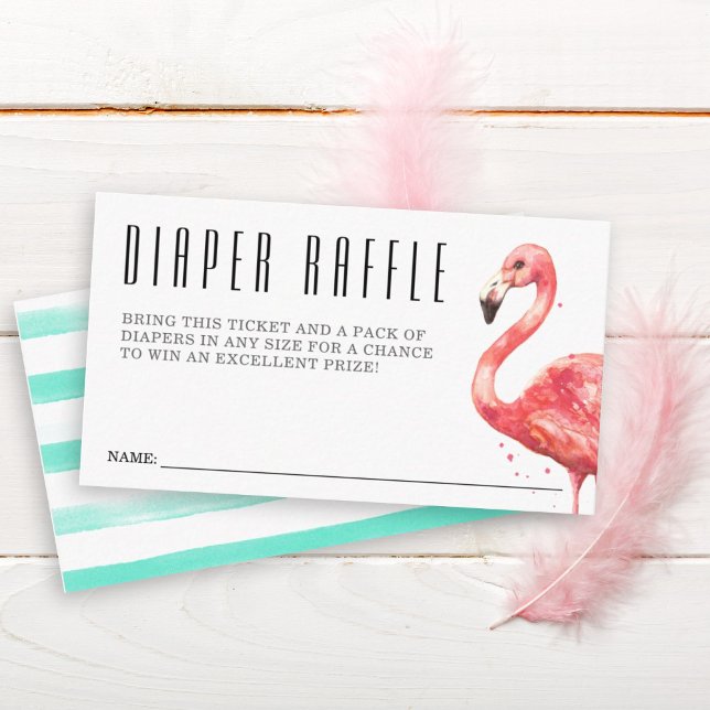 Flamingo Diaper Raffle Baby Shower Enclosure Card (Watercolor pink flamingo diaper raffle)
