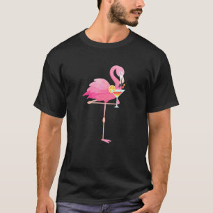 Flamingo Drinking Cocktails Summer Vacation Beach T-Shirt