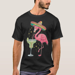 Flamingo Drinking Margarita Funny Mexican Poncho T-Shirt