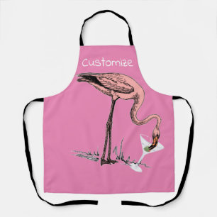 Flamingo Drinking Martini Thunder_Cove  Apron