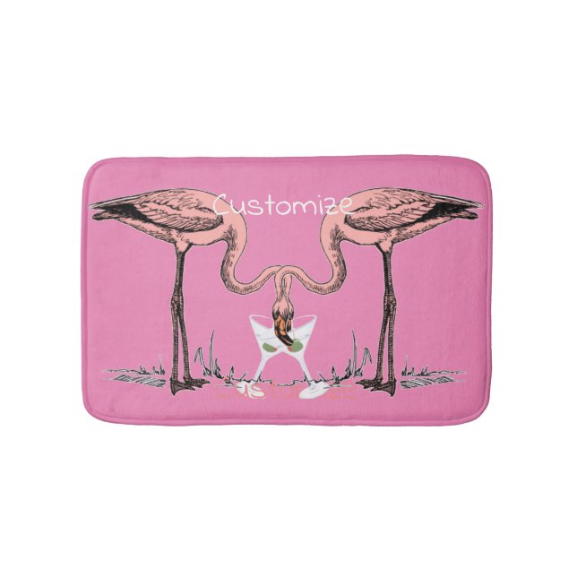 Flamingo Drinking Martini Thunder_Cove Bath Mat (Front)