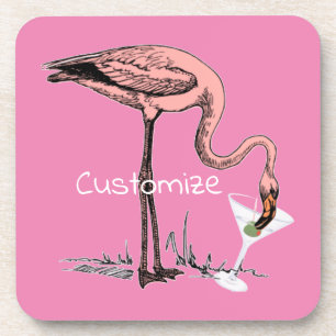 Flamingo Drinking Martini Thunder_Cove Coaster