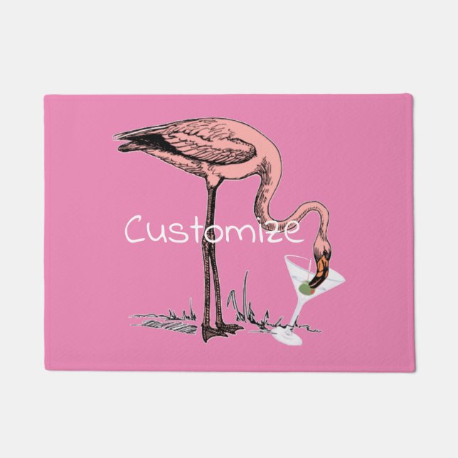 Flamingo Drinking Martini Thunder_Cove Doormat (Front)