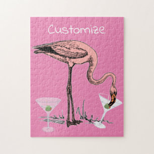 Flamingo Drinking Martini Thunder_Cove  Jigsaw Puzzle