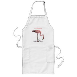 Flamingo Drinking Martini Thunder_Cove Long Apron