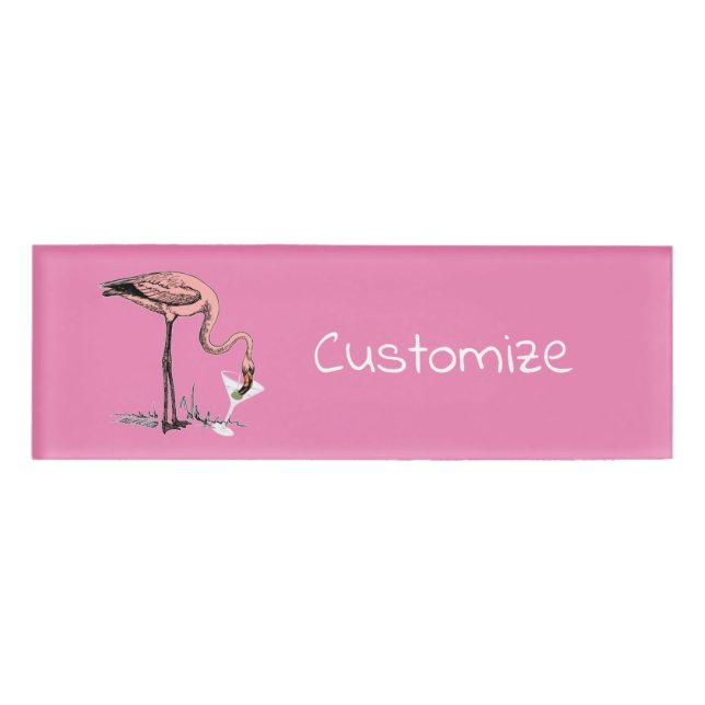 Flamingo Drinking Martini Thunder_Cove  Name Tag (Front)