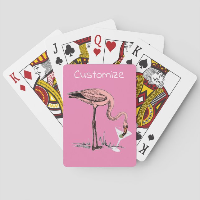 Flamingo Drinking Martini Thunder_Cove Playing Cards (Back)
