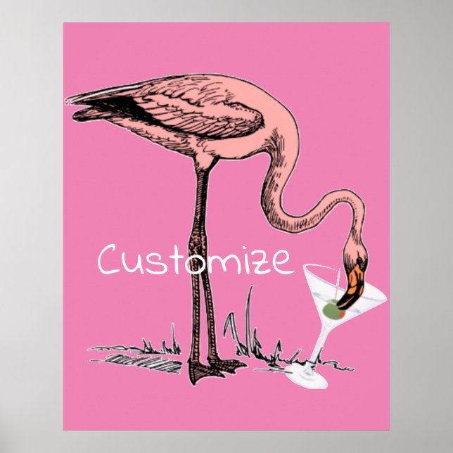 Flamingo Drinking Martini Thunder_Cove Poster (Front)