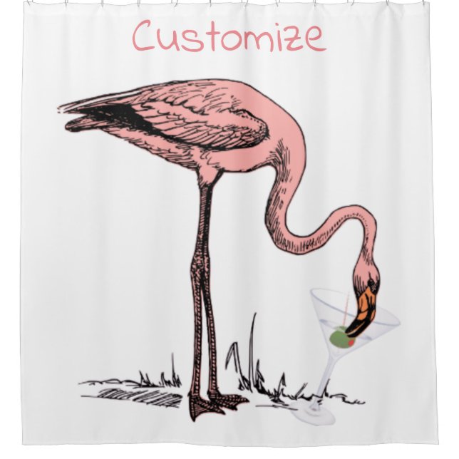 Flamingo Drinking Martini Thunder_Cove Shower Curtain (Front)