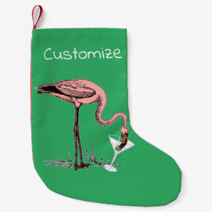 Flamingo Drinking Martini Thunder_Cove Small Christmas Stocking