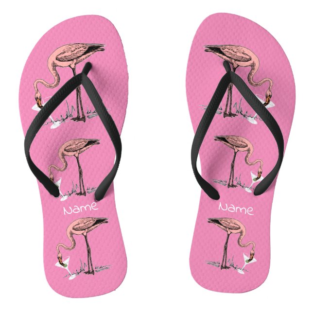 Flamingo Drinking Martini Thunder_Cove Thongs (Footbed)