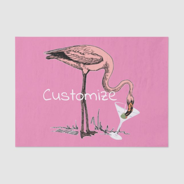 Flamingo Drinking Martini Thunder_Cove  Tissue Paper (Front)