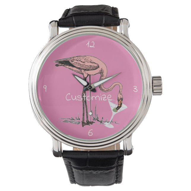 Flamingo Drinking Martini Thunder_Cove Watch (Front)