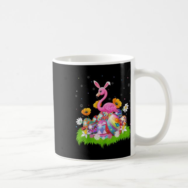 Flamingo Easter Egg Hunt Bunny Ear Flamingo Easter Coffee Mug (Right)