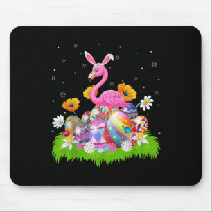 Flamingo Easter Egg Hunt Bunny Ear Flamingo Easter Mouse Pad