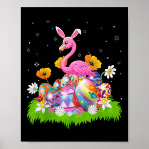 Flamingo Easter Egg Hunt Bunny Ear Flamingo Easter Poster