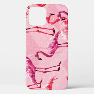 Flamingo Elegance: Pink Bird Pattern. iPhone 12 Case
