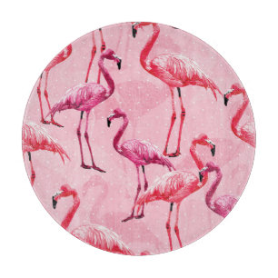 Flamingo Elegance: Pink Bird Pattern. Cutting Board