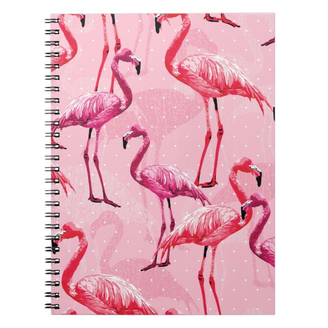 Flamingo Elegance: Pink Bird Pattern. Notebook (Front)