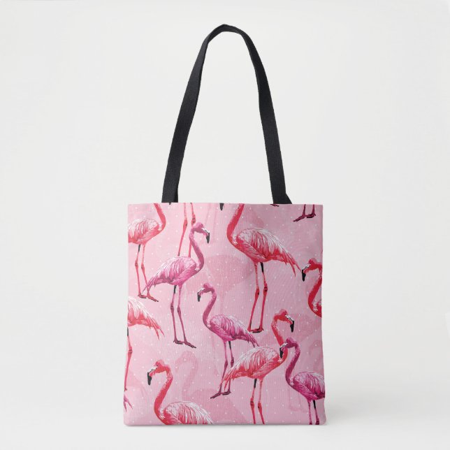 Flamingo Elegance: Pink Bird Pattern. Tote Bag (Front)