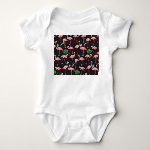 Flamingo Elegance: Vintage Monstera Fusion. Baby Bodysuit