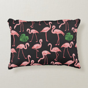 Flamingo Elegance: Vintage Monstera Fusion. Decorative Cushion