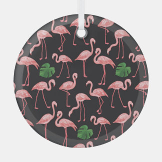 Flamingo Elegance: Vintage Monstera Fusion. Glass Tree Decoration