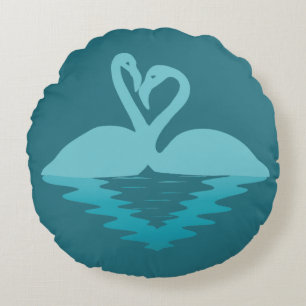 Flamingo Embrace Round Cushion