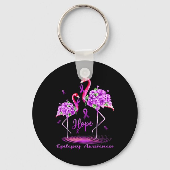 Flamingo Epilepsy Awareness  Key Ring (Front)