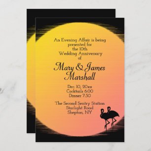 Flamingo Evening Wedding Anniversary Invitation