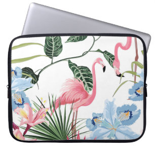 Flamingo Exotic Flowers Tropical Seamless Laptop Sleeve