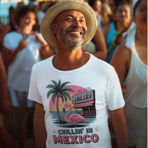 Flamingo Expat Retirement Mexico Beach Life T-Shirt
