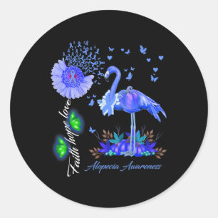 Flamingo Faith Hope Love Alopecia Awareness Classic Round Sticker