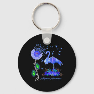 Flamingo Faith Hope Love Alopecia Awareness  Key Ring