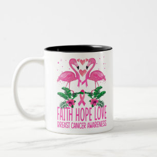 Flamingo Faith Hope Love Breast Cancer Awareness Two-Tone Coffee Mug