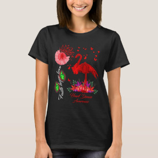 Flamingo Faith Hope Love Heart Disease Awareness  T-Shirt