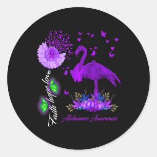 Flamingo Faith Hope Love Heimerheimer Awareness  Classic Round Sticker