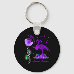 Flamingo Faith Hope Love Heimerheimer Awareness  Key Ring
