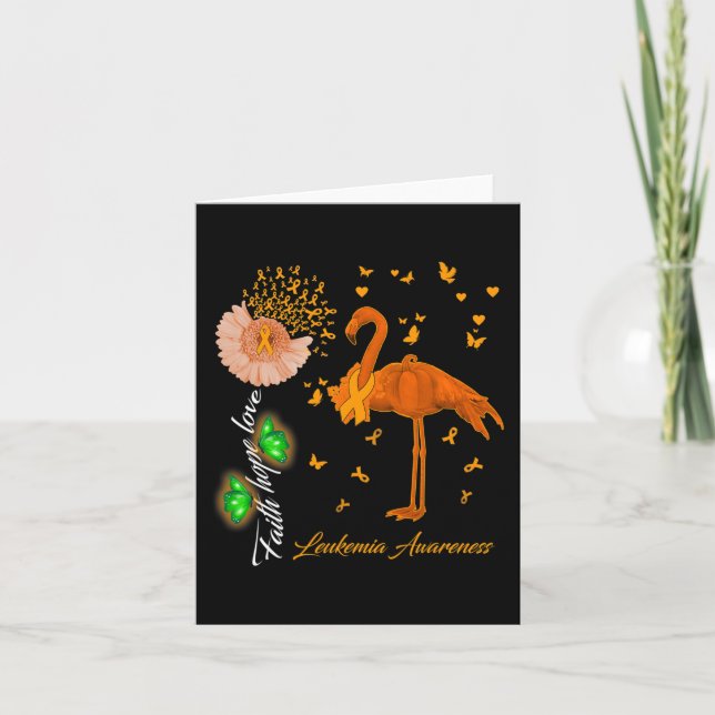 Flamingo Faith Hope Love Leukaemia Awareness  Card (Front)