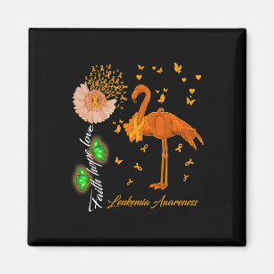 Flamingo Faith Hope Love Leukaemia Awareness  Magnet
